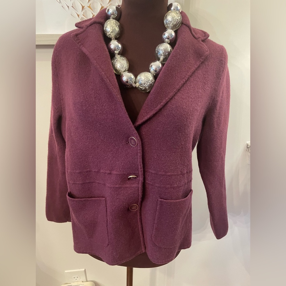 Talbots Rich Purple Blazer Pure Marino Wool